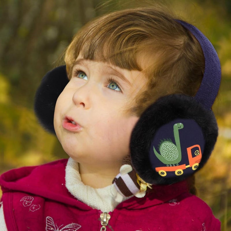 BUTITNOW Toddler Kids Knit Dinosaur Earmuffs Soft Plush Comfortable Winter Outdoor Ear Warmers for Boys Girls - Image 5
